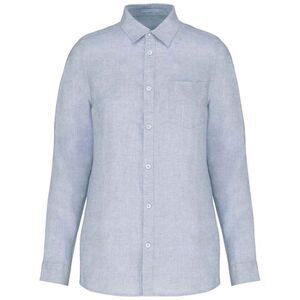 Spasso Womens/Ladies Linen Long-Sleeved Shirt / Linen Blue